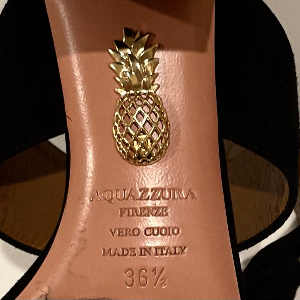 Aquazzura Black Sandals with Suede Straps and Ankle Buckle - Picture 5 of 5